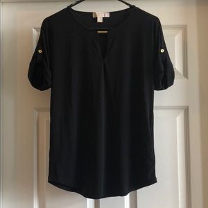 Michael Kors | Black Blouse with Gold Bar Keyhole